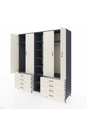 Kronos Dolap 10 Raflı 8 Çekmeceli 2 Askılı 220x59x243 Antrasit-Aytaşı/Aytaşı