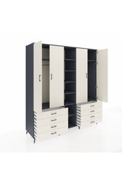 Kronos Dolap 10 Raflı 8 Çekmeceli 2 Askılı 220x59x243 Antrasit-Aytaşı/Aytaşı