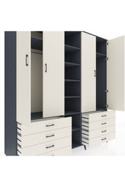 Kronos Dolap 10 Raflı 8 Çekmeceli 2 Askılı 220x59x243 Antrasit-Aytaşı/Aytaşı