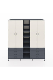 Kronos Dolap 10 Raflı 8 Çekmeceli 2 Askılı 220x59x243 Antrasit-Aytaşı/Antrasit