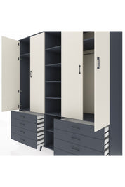 Kronos Dolap 10 Raflı 8 Çekmeceli 2 Askılı 220x59x243 Antrasit-Aytaşı/Antrasit