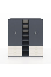 Kronos Dolap 10 Raflı 8 Çekmeceli 2 Askılı 220x59x243 Antrasit-Antrasit/Aytaşı