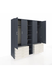 Kronos Dolap 10 Raflı 8 Çekmeceli 2 Askılı 220x59x243 Antrasit-Antrasit/Aytaşı