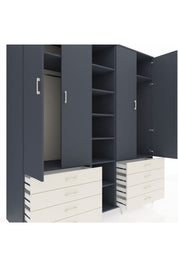 Kronos Dolap 10 Raflı 8 Çekmeceli 2 Askılı 220x59x243 Antrasit-Antrasit/Aytaşı