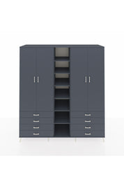 Kronos Dolap 10 Raflı 8 Çekmeceli 2 Askılı 220x59x243 Antrasit-Antrasit/Antrasit