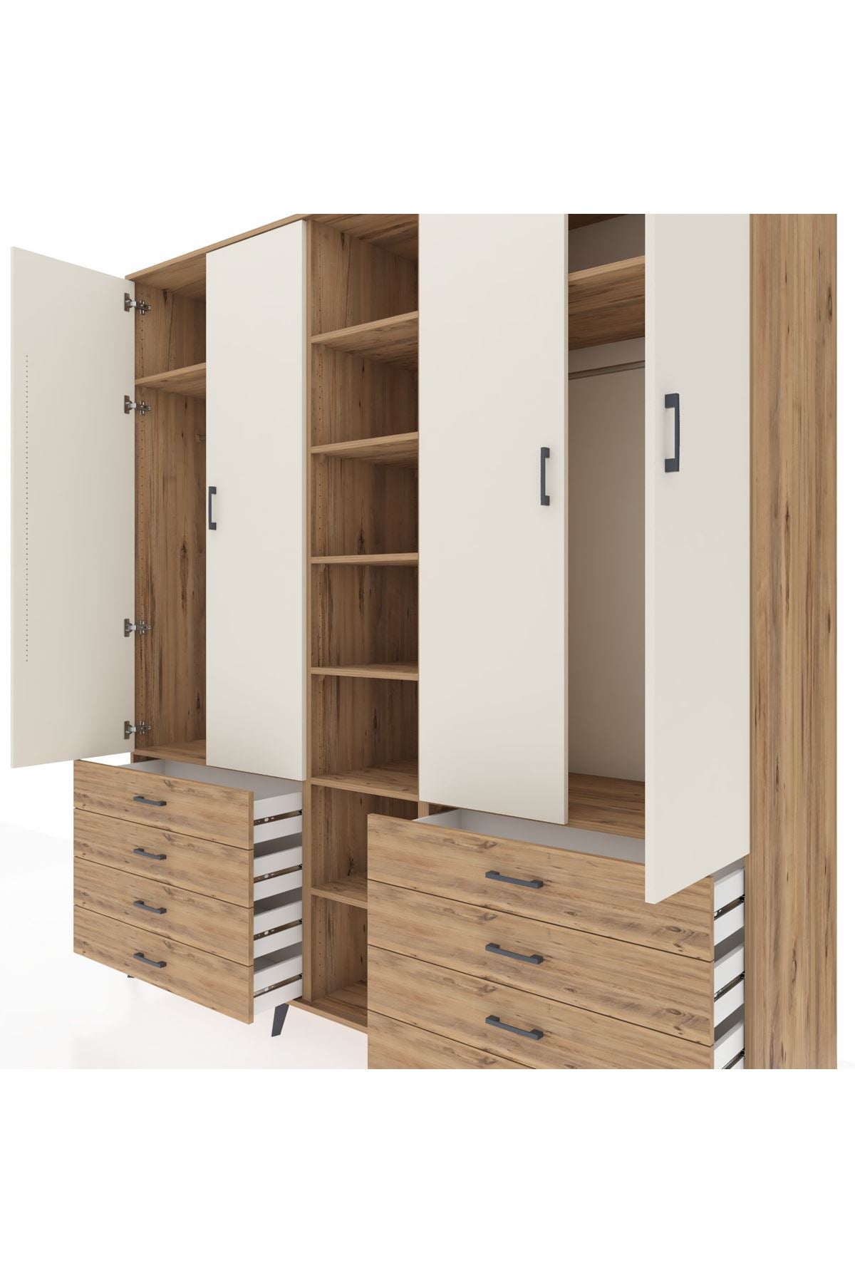 Kronos Dolap 10 Raflı 8 Çekmeceli 2 Askılı 220x59x243 - S784M004V24C