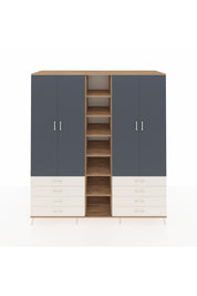 Kronos Dolap 10 Raflı 8 Çekmeceli 2 Askılı 220x59x243 Çam-Antrasit/Aytaşı