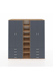 Kronos Dolap 10 Raflı 8 Çekmeceli 2 Askılı 220x59x243 Çam-Antrasit/Antrasit