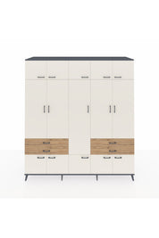 Kronos Dolap 11 Raflı 4 Çekmeceli 2 Askılı 220x59x243 Antrasit-Aytaşı/Çam