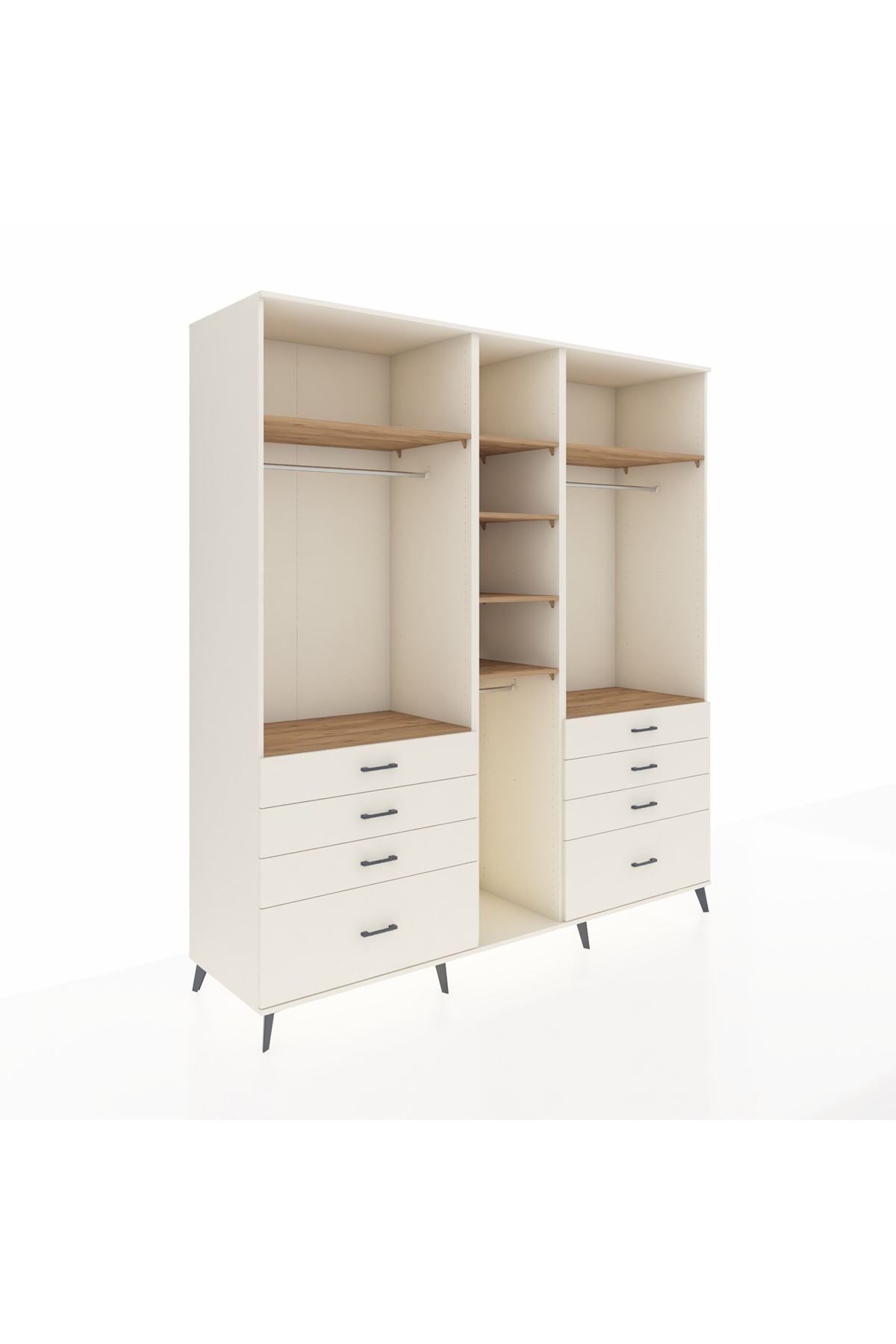 Kronos Dolap 8 Raflı 8 Çekmeceli 3 Askılı 220x59x243 Aytaşı-Çam/Aytaşı