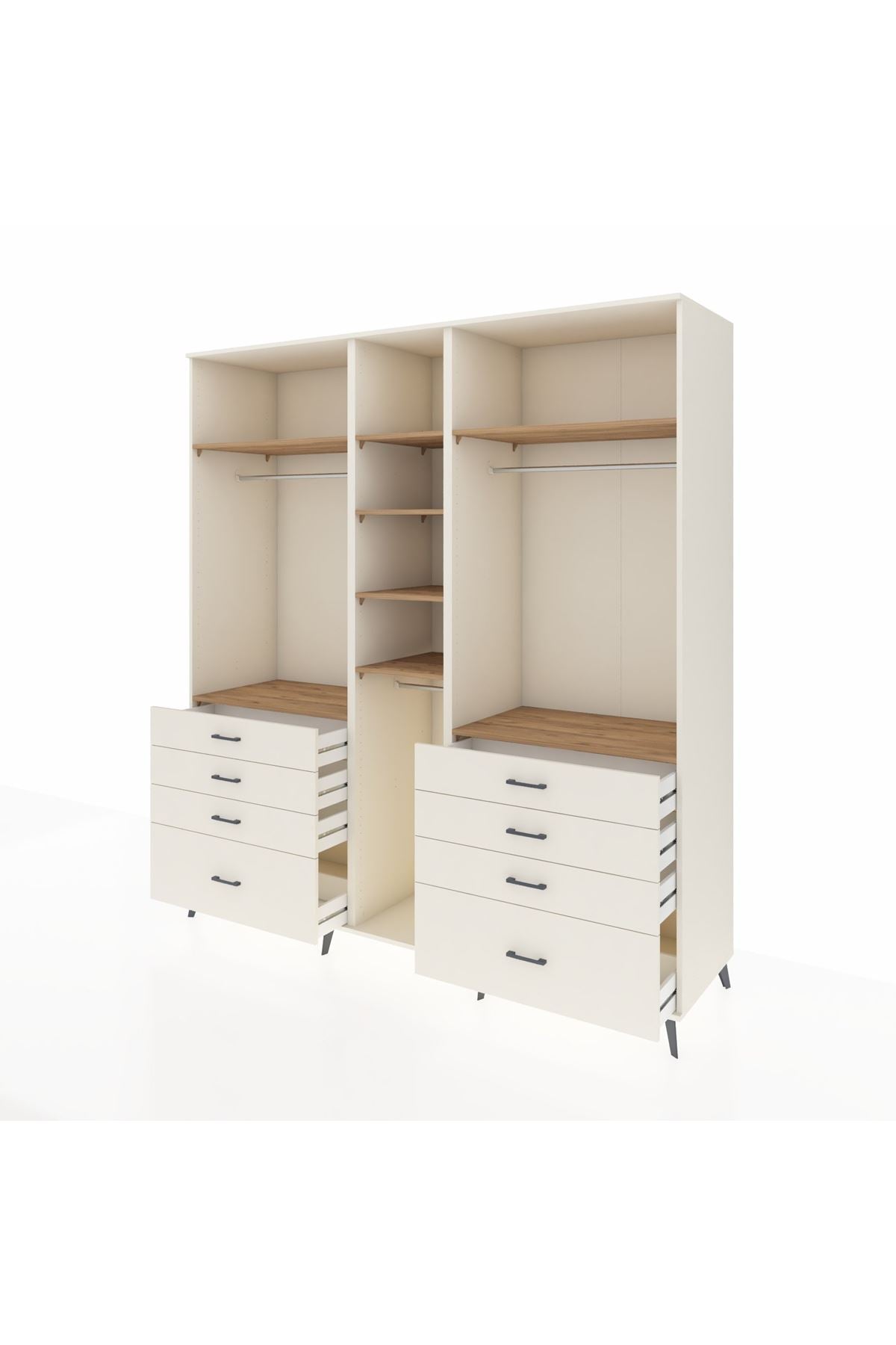 Kronos Dolap 8 Raflı 8 Çekmeceli 3 Askılı 220x59x243 Aytaşı-Çam/Aytaşı