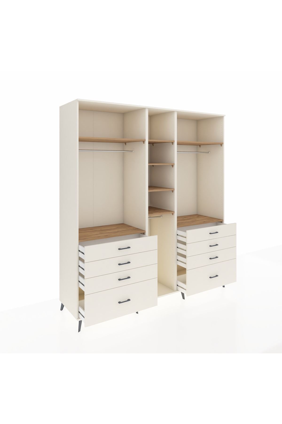 Kronos Dolap 8 Raflı 8 Çekmeceli 3 Askılı 220x59x243 Aytaşı-Çam/Aytaşı