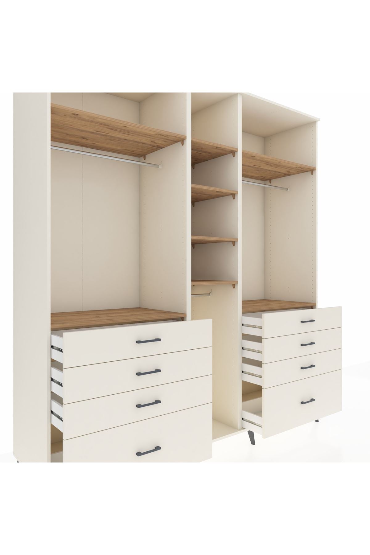 Kronos Dolap 8 Raflı 8 Çekmeceli 3 Askılı 220x59x243 Aytaşı-Çam/Aytaşı