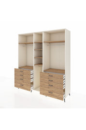 Kronos Dolap 8 Raflı 8 Çekmeceli 3 Askılı 220x59x243 Aytaşı-Çam/Çam