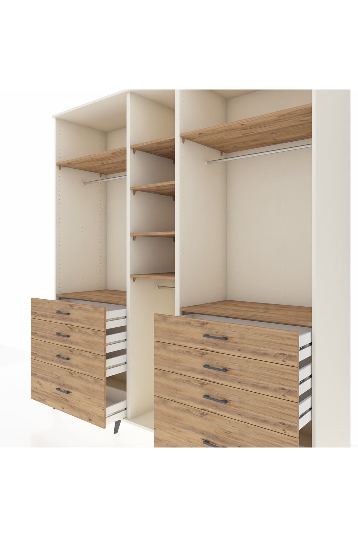 Kronos Dolap 8 Raflı 8 Çekmeceli 3 Askılı 220x59x243 Aytaşı-Çam/Çam