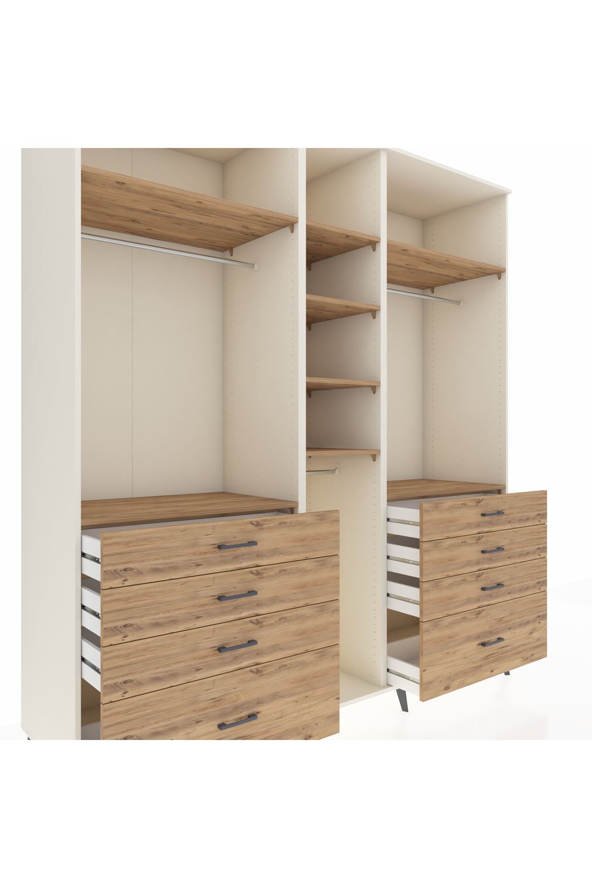 Kronos Dolap 8 Raflı 8 Çekmeceli 3 Askılı 220x59x243 Aytaşı-Çam/Çam