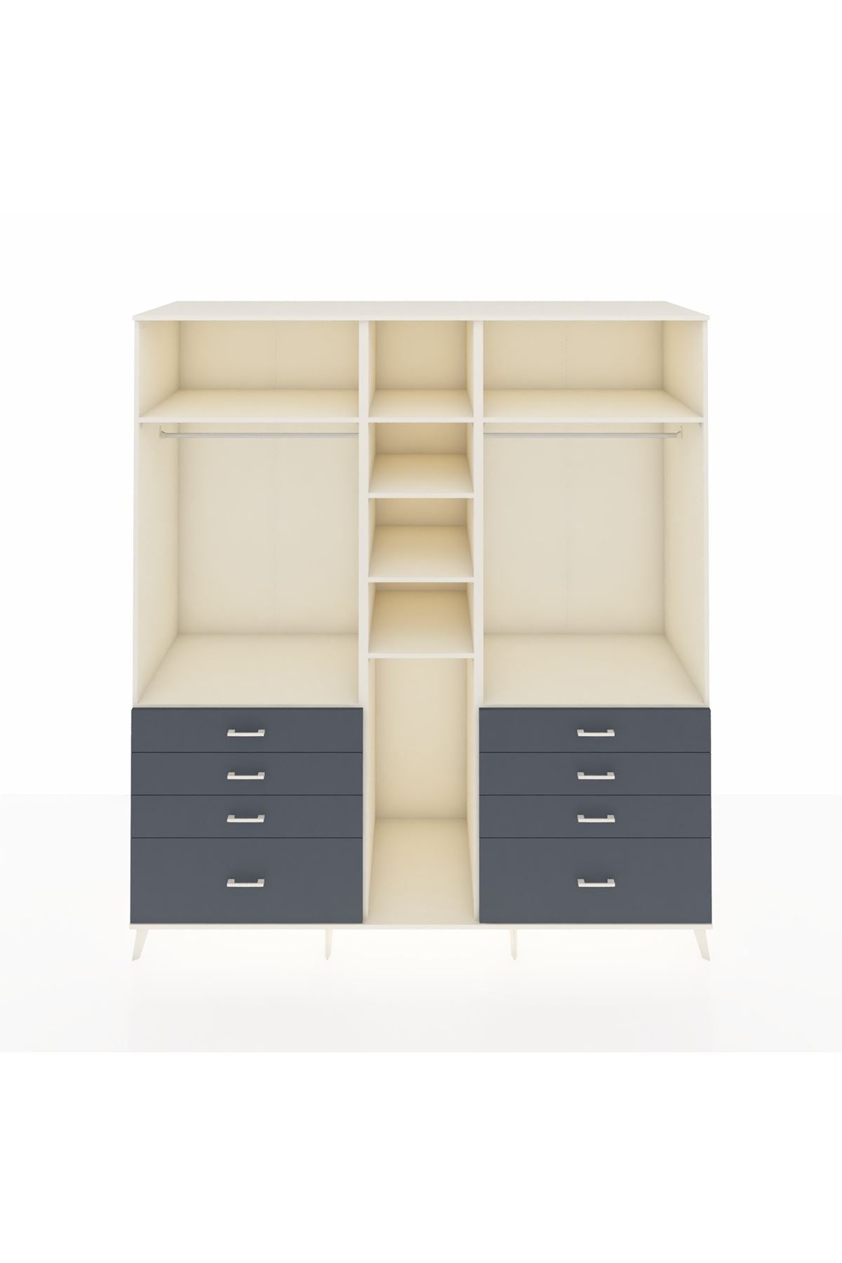 Kronos Dolap 8 Raflı 8 Çekmeceli 3 Askılı 220x59x243 Aytaşı-Aytaşı/Antrasit