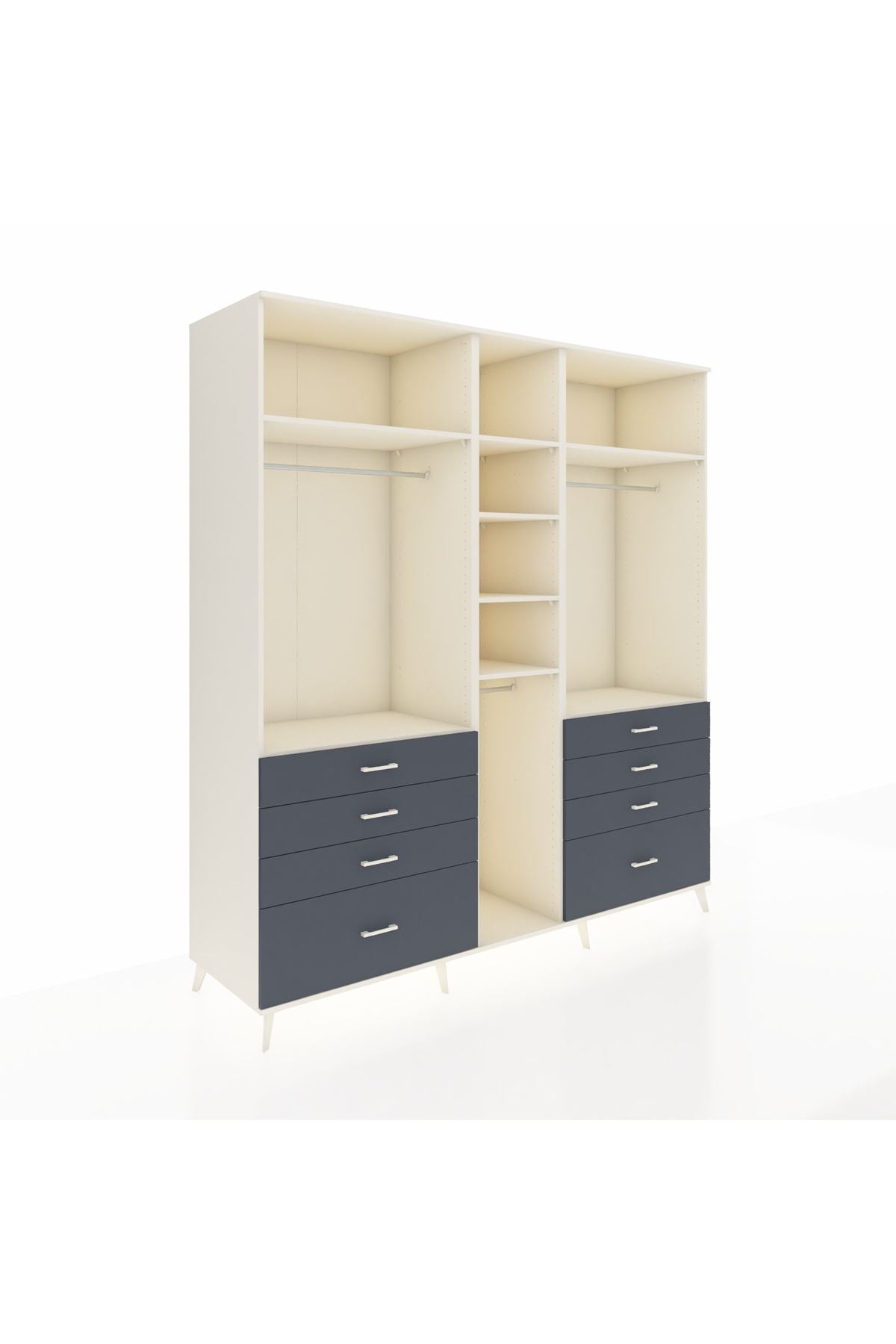 Kronos Dolap 8 Raflı 8 Çekmeceli 3 Askılı 220x59x243 Aytaşı-Aytaşı/Antrasit