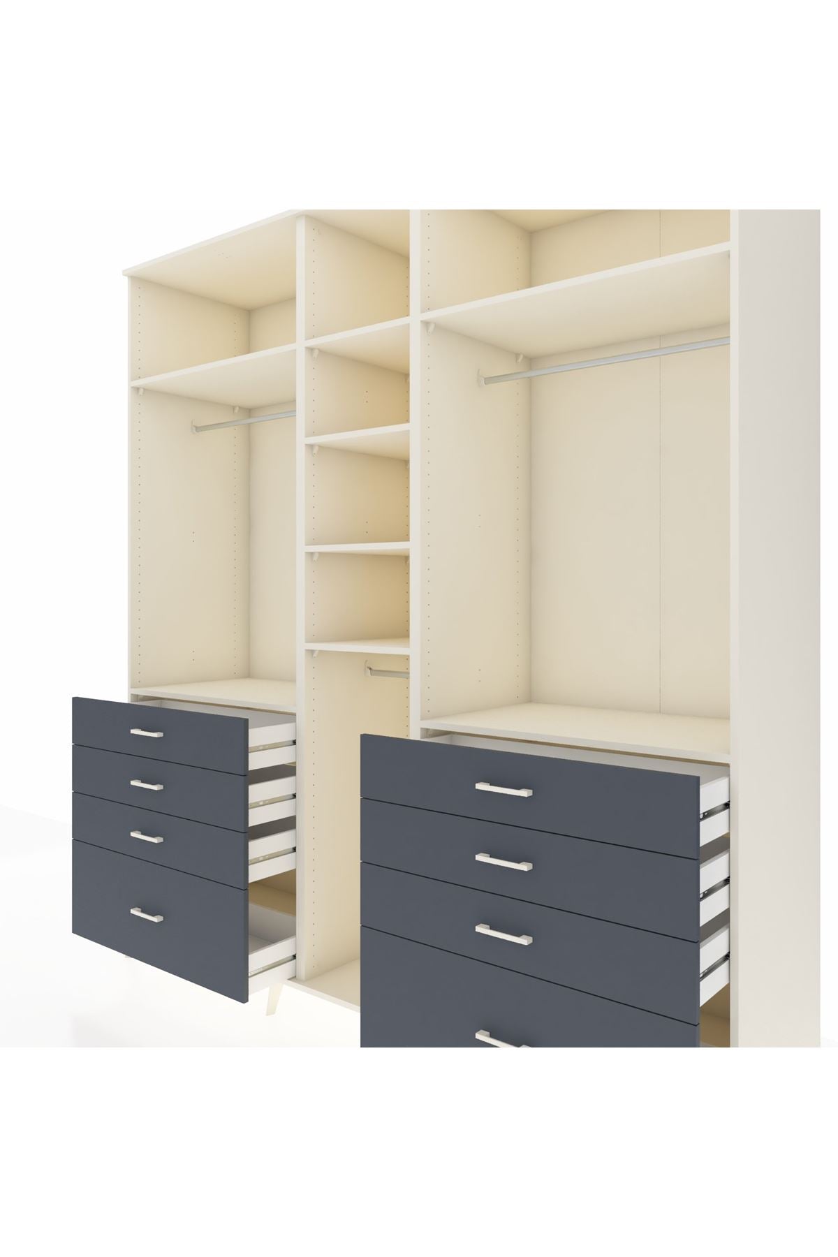 Kronos Dolap 8 Raflı 8 Çekmeceli 3 Askılı 220x59x243 Aytaşı-Aytaşı/Antrasit