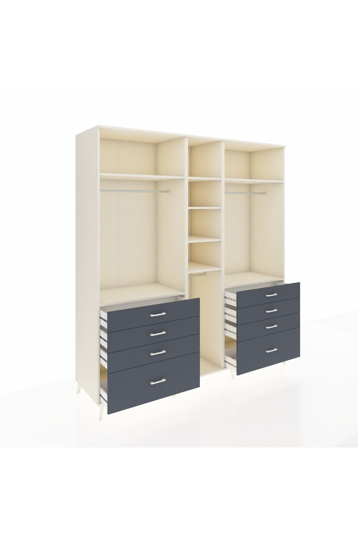 Kronos Dolap 8 Raflı 8 Çekmeceli 3 Askılı 220x59x243 Aytaşı-Aytaşı/Antrasit