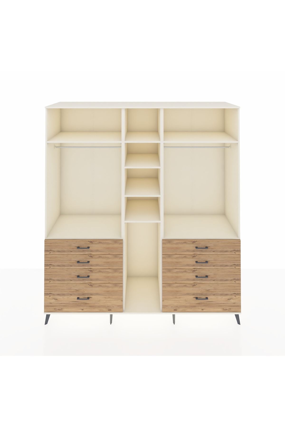 Kronos Dolap 8 Raflı 8 Çekmeceli 3 Askılı 220x59x243 Aytaşı-Aytaşı/Çam