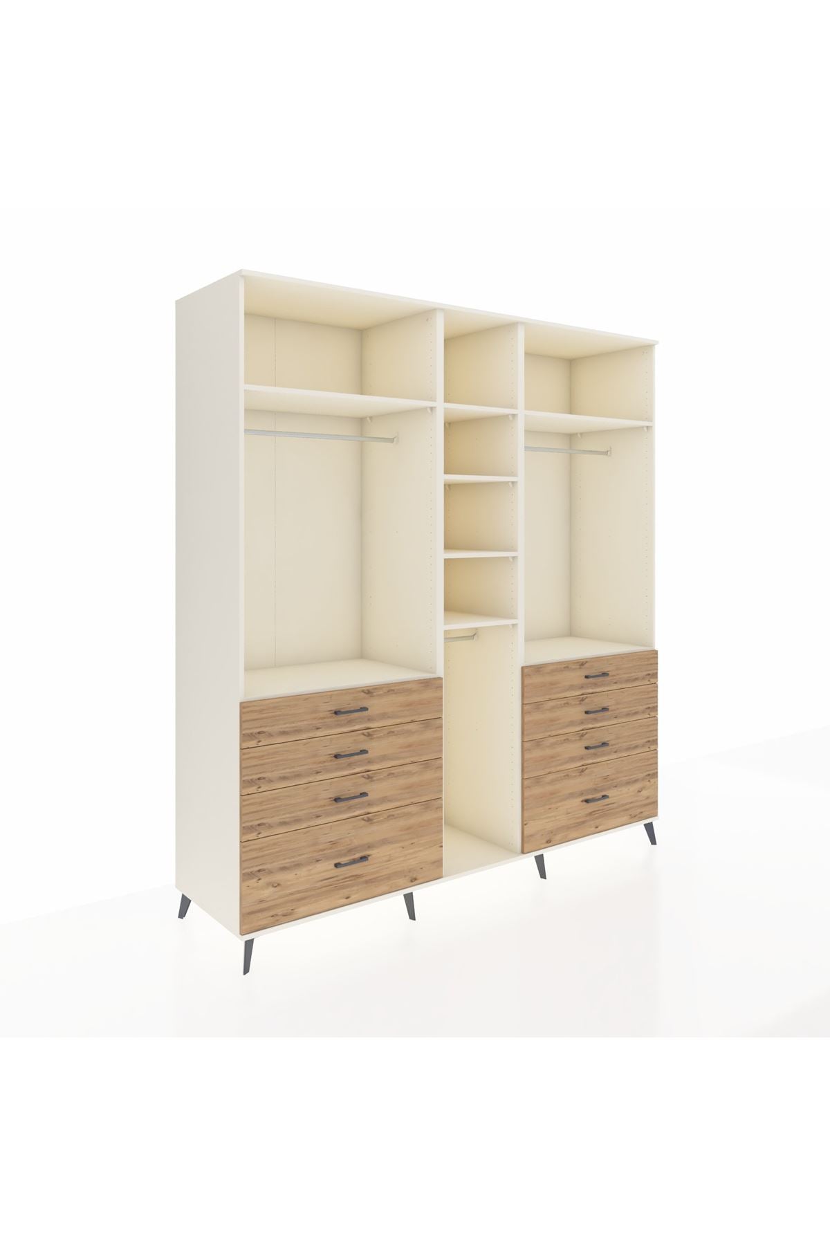 Kronos Dolap 8 Raflı 8 Çekmeceli 3 Askılı 220x59x243 Aytaşı-Aytaşı/Çam