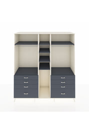 Kronos Dolap 8 Raflı 8 Çekmeceli 3 Askılı 220x59x243 Aytaşı-Antrasit/Antrasit