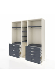 Kronos Dolap 8 Raflı 8 Çekmeceli 3 Askılı 220x59x243 Aytaşı-Antrasit/Antrasit