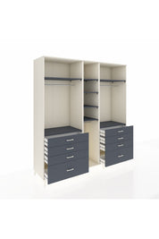 Kronos Dolap 8 Raflı 8 Çekmeceli 3 Askılı 220x59x243 Aytaşı-Antrasit/Antrasit