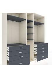 Kronos Dolap 8 Raflı 8 Çekmeceli 3 Askılı 220x59x243 Aytaşı-Antrasit/Antrasit