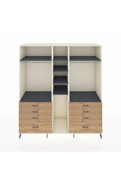 Kronos Dolap 8 Raflı 8 Çekmeceli 3 Askılı 220x59x243 Aytaşı-Antrasit/Çam