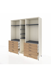 Kronos Dolap 8 Raflı 8 Çekmeceli 3 Askılı 220x59x243 Aytaşı-Antrasit/Çam