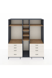 Kronos Dolap 8 Raflı 8 Çekmeceli 3 Askılı 220x59x243 Antrasit-Çam/Aytaşı