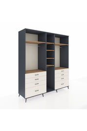 Kronos Dolap 8 Raflı 8 Çekmeceli 3 Askılı 220x59x243 Antrasit-Çam/Aytaşı