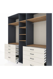 Kronos Dolap 8 Raflı 8 Çekmeceli 3 Askılı 220x59x243 Antrasit-Çam/Aytaşı