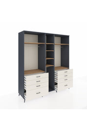 Kronos Dolap 8 Raflı 8 Çekmeceli 3 Askılı 220x59x243 Antrasit-Çam/Aytaşı