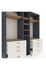 Kronos Dolap 8 Raflı 8 Çekmeceli 3 Askılı 220x59x243 Antrasit-Çam/Aytaşı