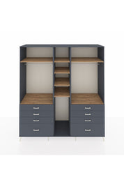 Kronos Dolap 8 Raflı 8 Çekmeceli 3 Askılı 220x59x243 Antrasit-Çam/Antrasit