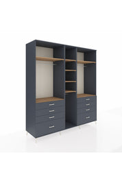 Kronos Dolap 8 Raflı 8 Çekmeceli 3 Askılı 220x59x243 Antrasit-Çam/Antrasit