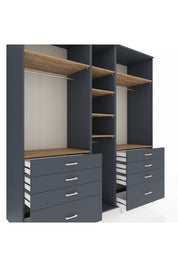 Kronos Dolap 8 Raflı 8 Çekmeceli 3 Askılı 220x59x243 Antrasit-Çam/Antrasit