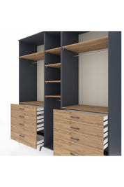 Kronos Dolap 8 Raflı 8 Çekmeceli 3 Askılı 220x59x243 Antrasit-Çam/Çam