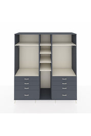 Kronos Dolap 8 Raflı 8 Çekmeceli 3 Askılı 220x59x243 Antrasit-Aytaşı/Antrasit