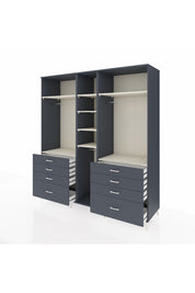 Kronos Dolap 8 Raflı 8 Çekmeceli 3 Askılı 220x59x243 Antrasit-Aytaşı/Antrasit