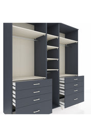 Kronos Dolap 8 Raflı 8 Çekmeceli 3 Askılı 220x59x243 Antrasit-Aytaşı/Antrasit