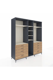 Kronos Dolap 8 Raflı 8 Çekmeceli 3 Askılı 220x59x243 Antrasit-Aytaşı/Çam