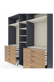 Kronos Dolap 8 Raflı 8 Çekmeceli 3 Askılı 220x59x243 Antrasit-Aytaşı/Çam