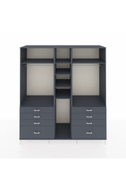 Kronos Dolap 8 Raflı 8 Çekmeceli 3 Askılı 220x59x243 Antrasit-Antrasit/Antrasit