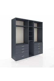Kronos Dolap 8 Raflı 8 Çekmeceli 3 Askılı 220x59x243 Antrasit-Antrasit/Antrasit