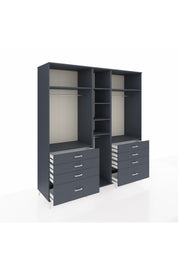 Kronos Dolap 8 Raflı 8 Çekmeceli 3 Askılı 220x59x243 Antrasit-Antrasit/Antrasit