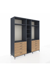 Kronos Dolap 8 Raflı 8 Çekmeceli 3 Askılı 220x59x243 Antrasit-Antrasit/Çam